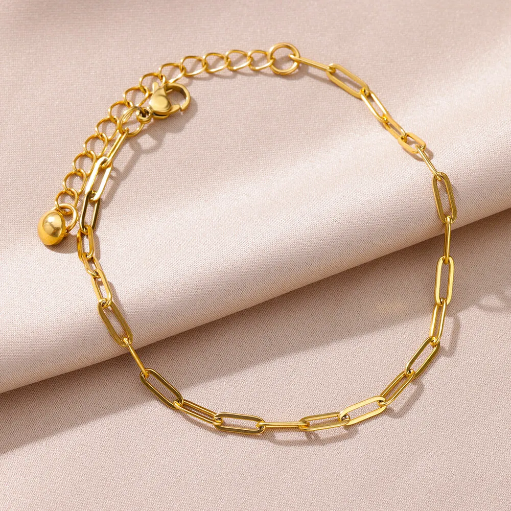 Edelstahl Kette Fußkettchen für Frauen Gold Farbe Knöchel Armband Wasserdichte Fußkettchen Sommer Strand Boho Schmuck Zubehör Geschenk Image