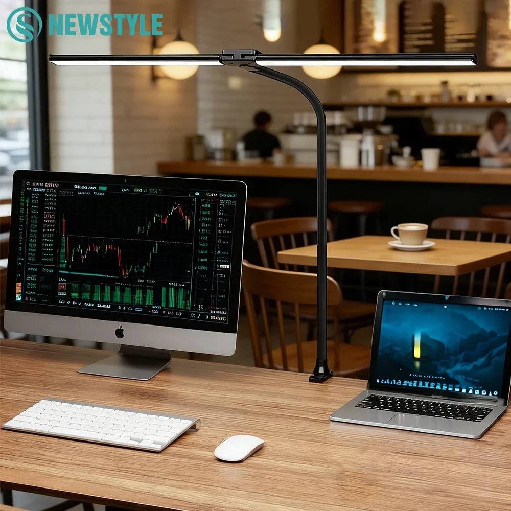 Einzel-, Doppel- und Dreifach-LED-Klemmleuchte, dimmbar, USB, augenschonend, Architekten-Tischleuchte, Computer-Monitorleuchte für Büro und Zuhause