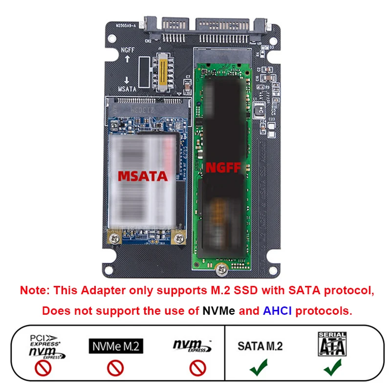 M.2 NGFF SSD MSATA-Protokoll zu seriellem Port Externe integrierte Festplattenbox Msata zu Sata 3 3.0 Dual-Disk-Umschaltung mit Schalter Image