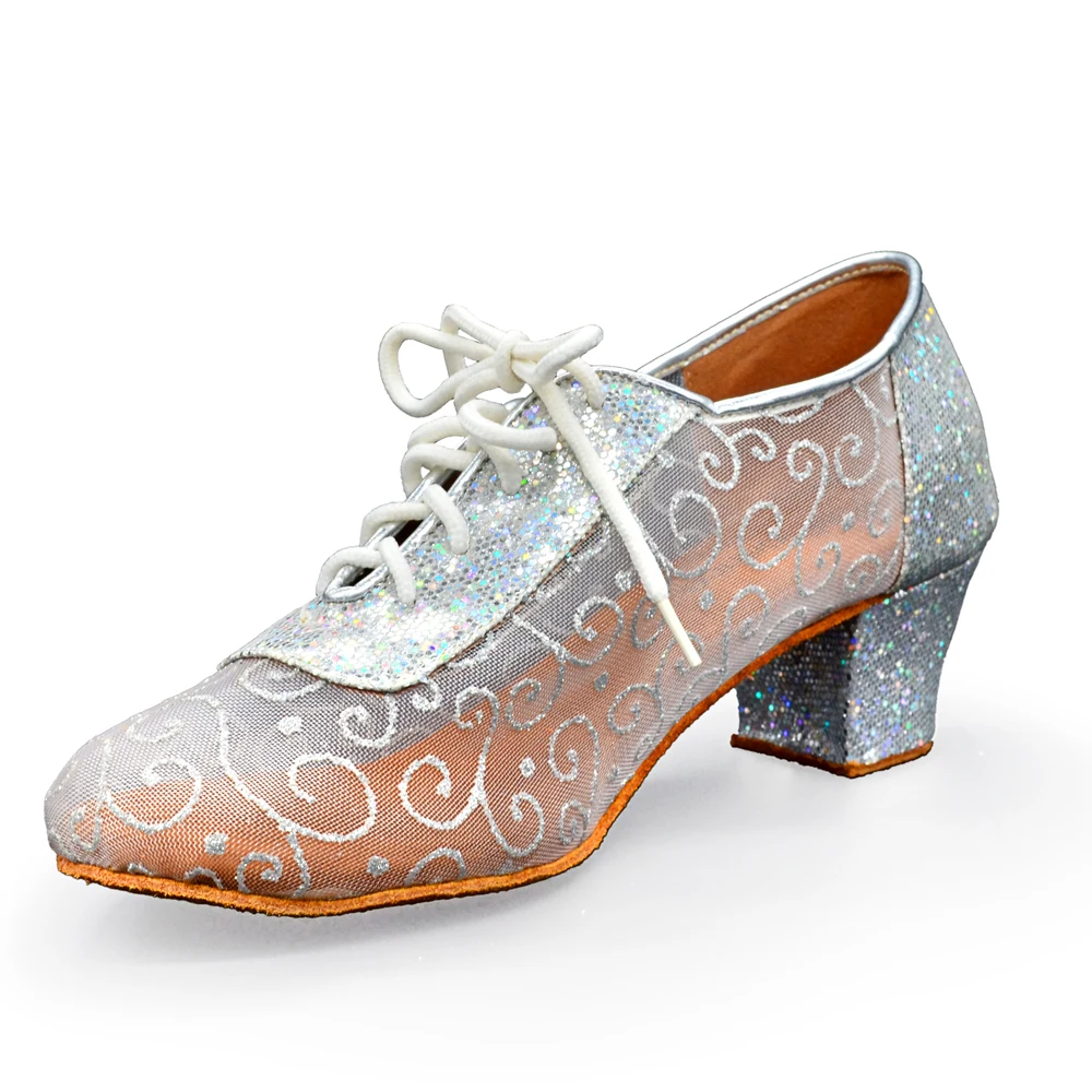 Evkoodance Heiße Mode Ballsaal Schuhe Frauen Silber Niedrigen Absatz Latin Salsa Tanz Schuhe für Tanzen Hochzeit Party Größe US4-US12