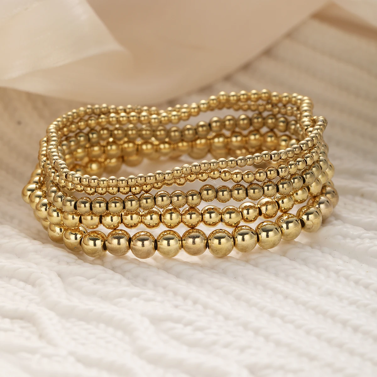 5 teile/satz Vintage Perlen Armbänder für Frauen Männer Einfache Punk Gold Splitter Farbe Handgemachte Ball Armband Party Mode Schmuck Geschenke