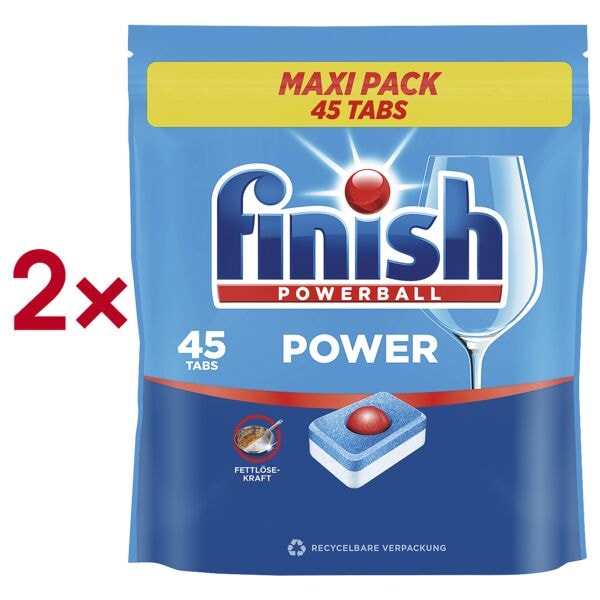 finish 2x Powerball Power Spülmaschinen-Tabs 45 Stück weiß Image