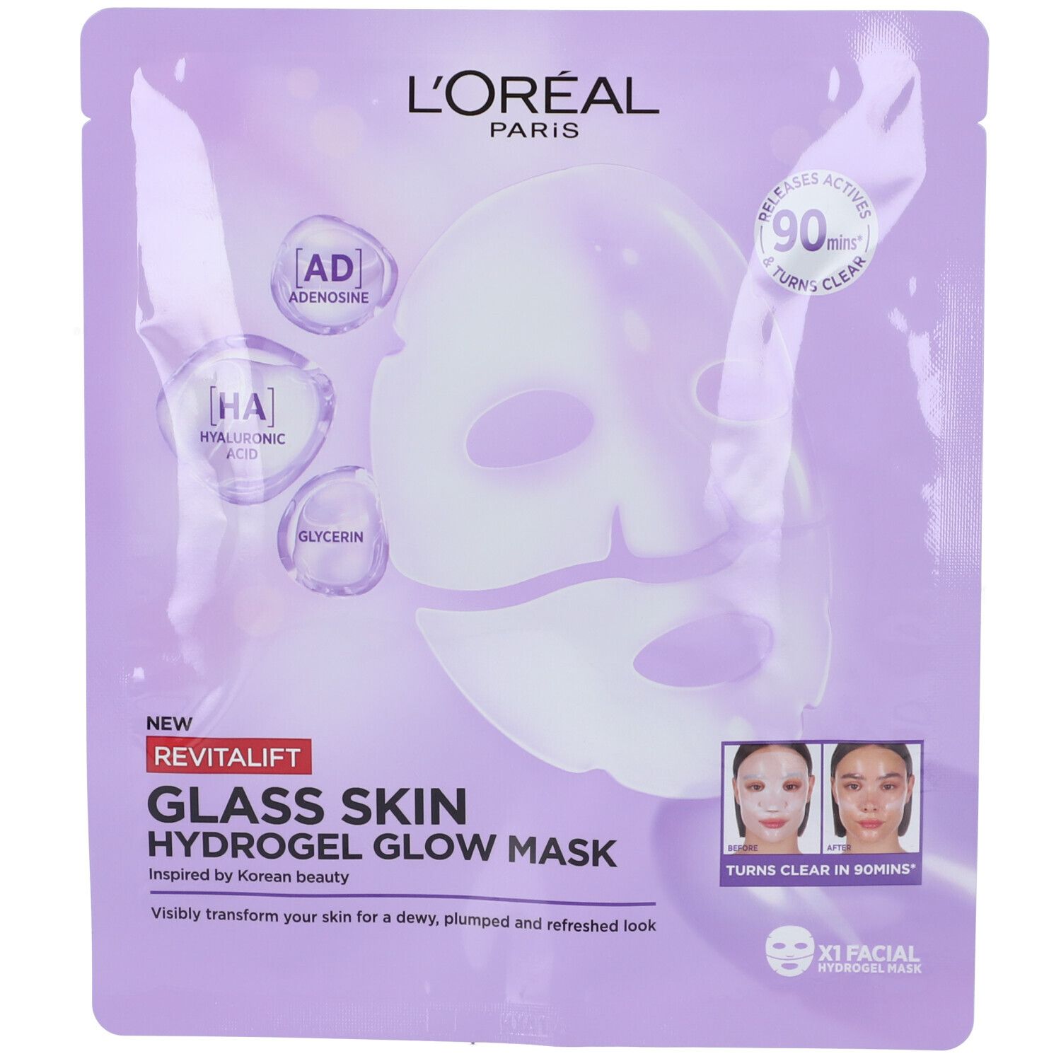 L’Oréal Paris Glass Skin Hydrogel Glow Maschera Viso 1 pz viso