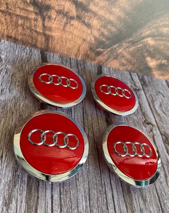Set di 4 coprimozzi rossi da 69 mm per Audi A3 A4 A6 Q5 Q7 A8 4B0601170A Coprimozzi di ricambio OEM Coprimozzi Audi rossi da 69 mm