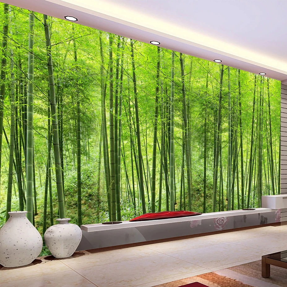 Custom Foto Tapete Bambus Wald Kunst Wand Malerei Wohnzimmer TV Hintergrund Wandbild Wohnkultur Tapete Papel De Parede 3D
