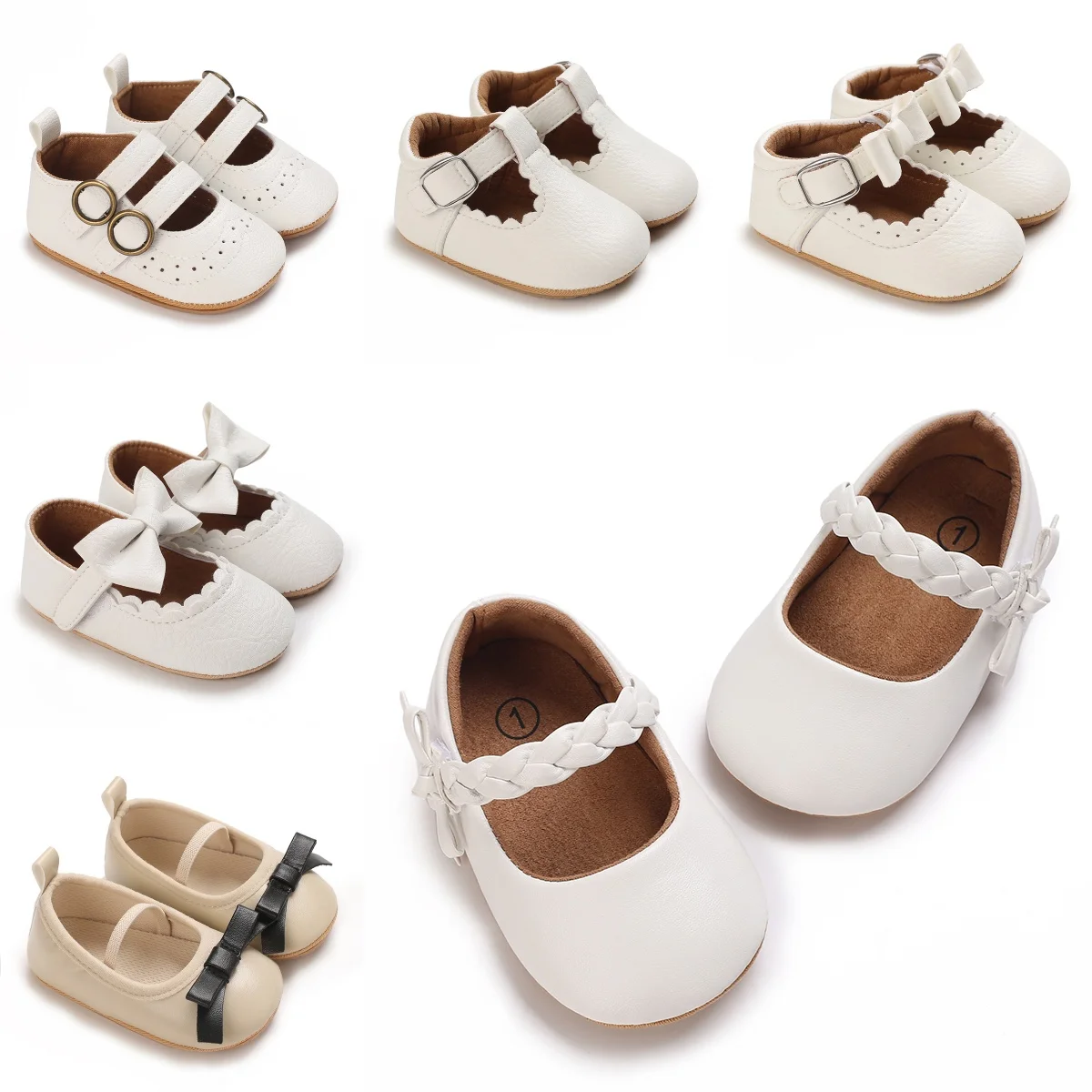 Modische und niedliche Mary-Jane-Schuhe mit Schleife, geeignet für Babymädchen, bequem, leicht, rutschfest, weiche flache Schuhe, geeignet.