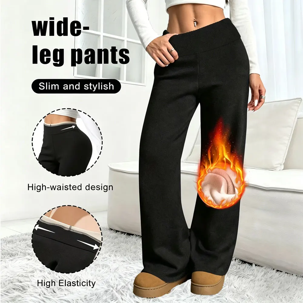 Verdickte deutsche Samtstrumpfhose, Herbst-Winter-warme Stretch-Fleece-Hose, weiches Futter, lässige Jogginghose, geeignet für kaltes Wetter Image