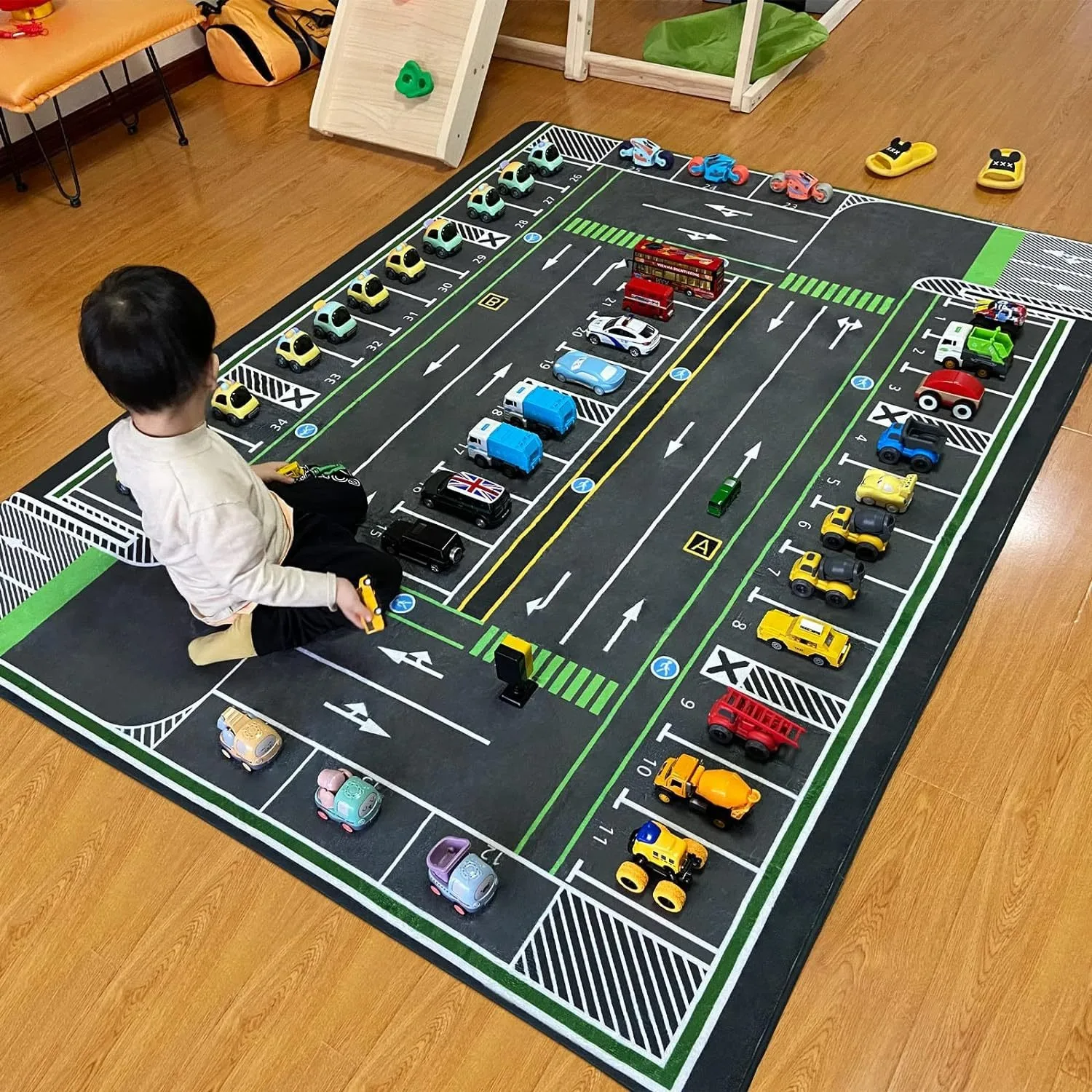 Kinder-Spielmatte Stadtverkehr Parkplatz-Teppich Parkhaus Kinder-Spielmatte Lernspielzeug für Jungen und Mädchen Kinderkarte ​ Image