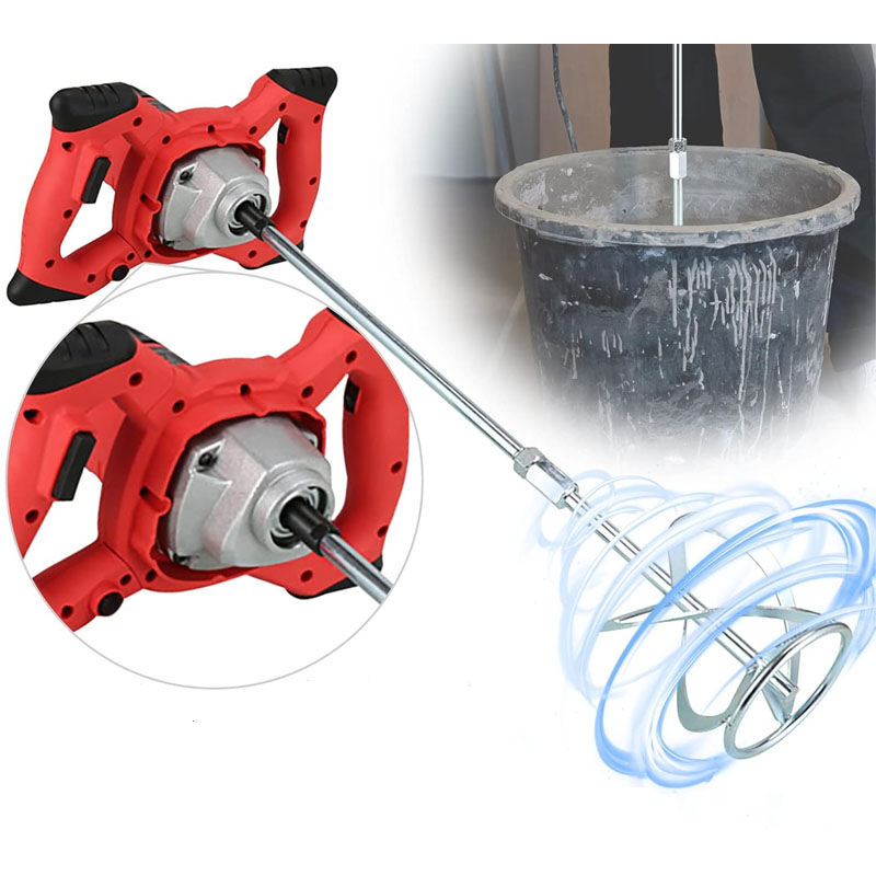 Ej.life - Miscelatore Elettrico Per Cemento 1500w 220v, Miscelatore Per Malta E Vernice 220v, Miscelatore Per Cemento, Agitatore Per Malta Regolabile A 6 Velocità, Doppia Maniglia Per Malte, Calcestruzz