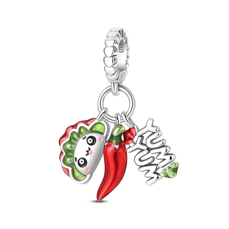 Neue 925 Sterling Silber Tucker Food Charms Perle für Damen, passend für 3mm Armbänder, feiner DIY-Schmuck, Geburtstagsgeschenke. Image