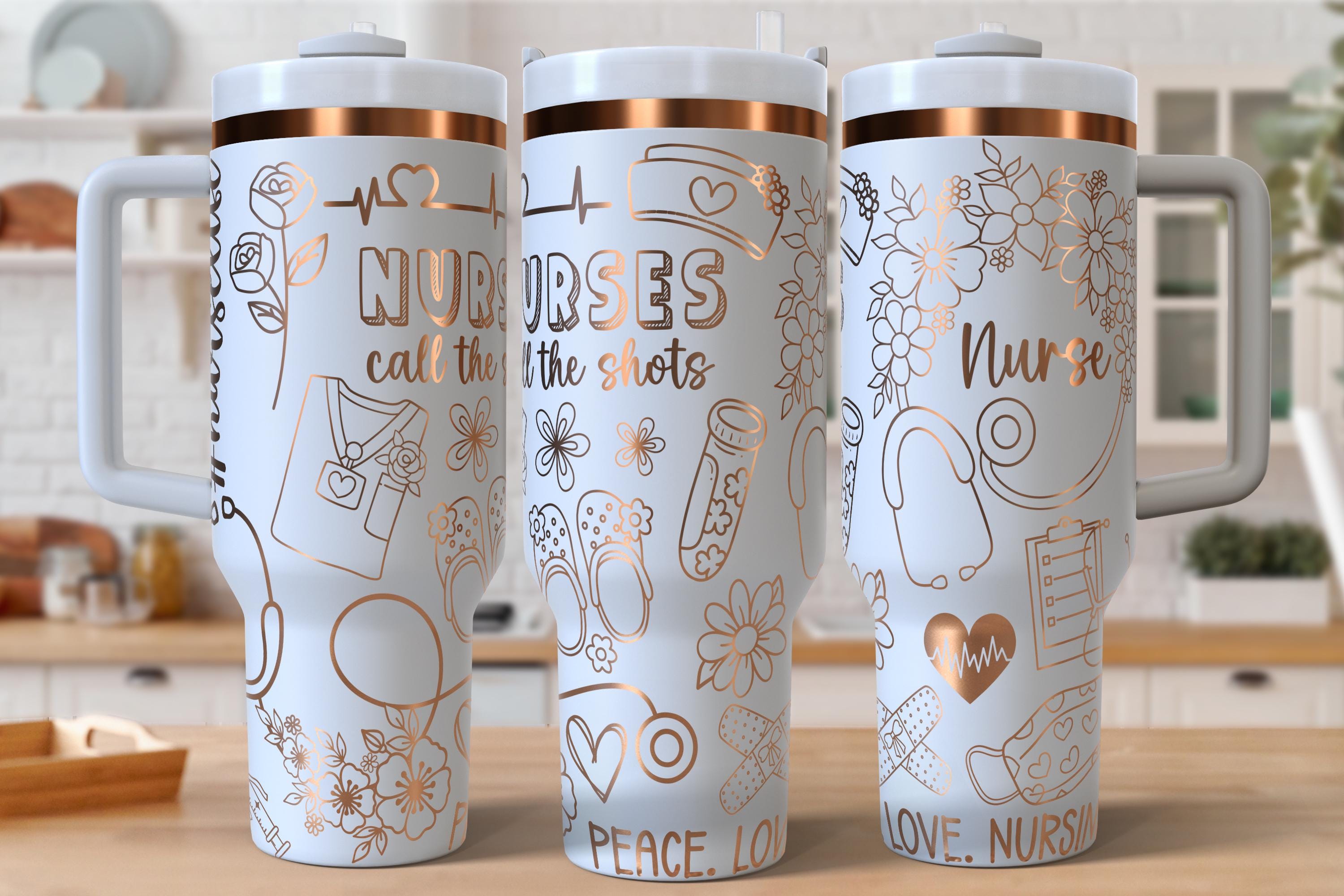 Design con incisione laser completa per infermiere, per bicchiere da 40 oz, download digitale, SVG per laser rotante, incisione laser per bicchiere da