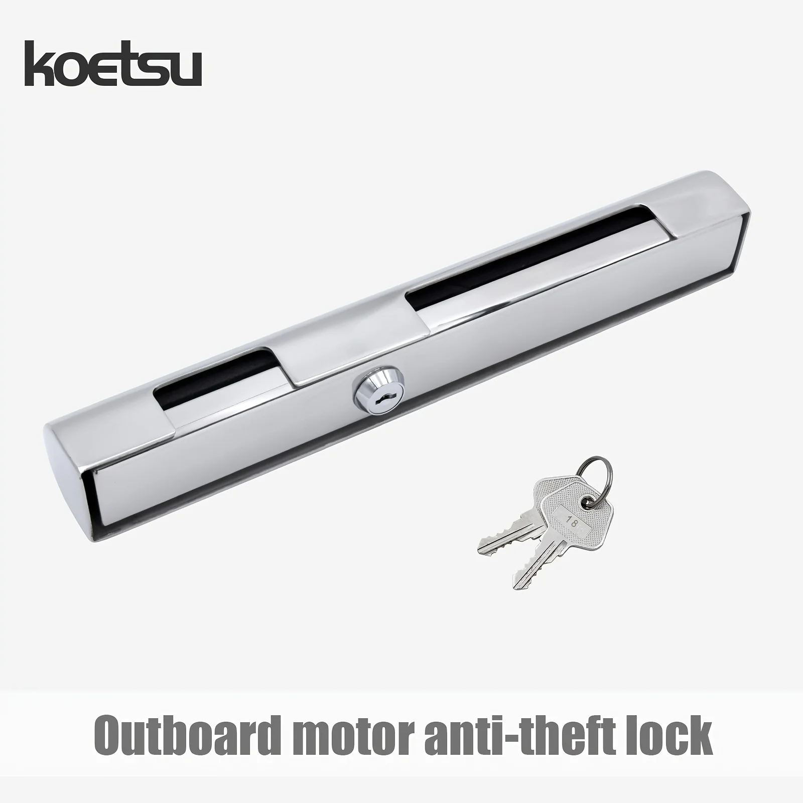 KOETSU Außenbordmotor-Lenkschloss, 304 Edelstahl für 5-60 PS Außenbordmotoren, Diebstahlschutz & Verlustschutz, Keine Installation Erforderlich Image