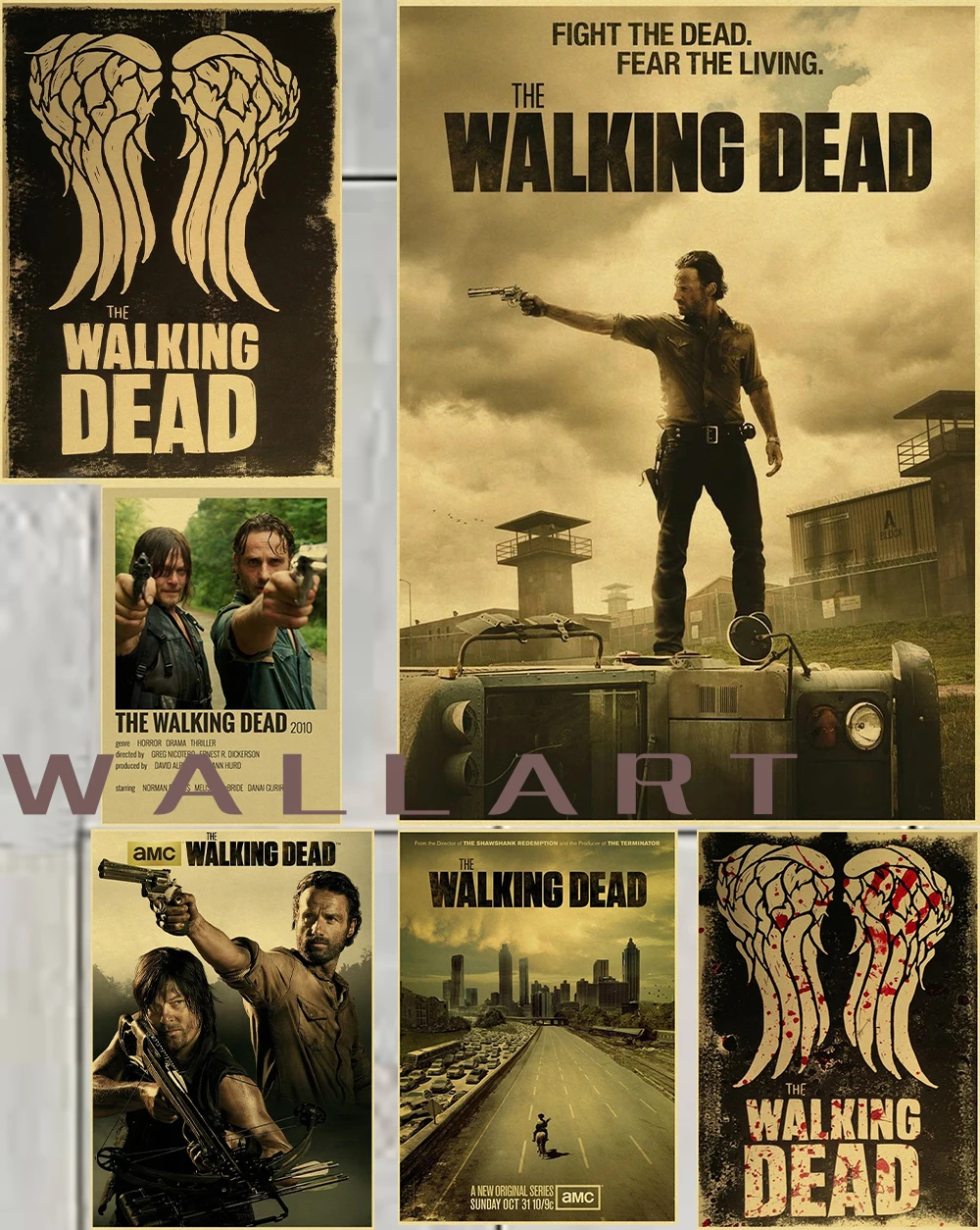 The Walking Dead Poster Rick Grimes/Daryl Dixon Drucke Poster Horror TV Show Vintage Home Room Art Wall Decor Retro Gemälde Image