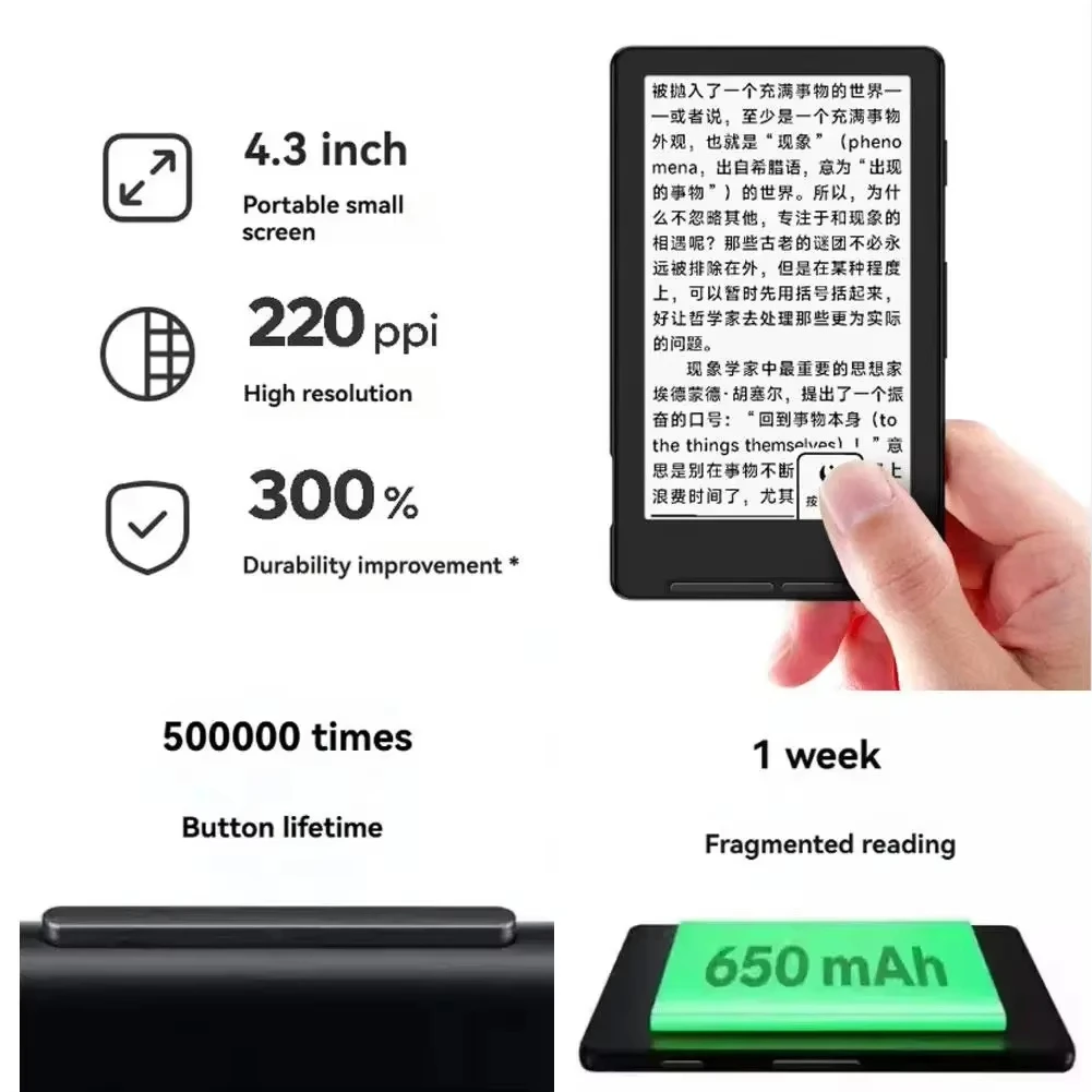 Auf Lager Xteink X4 E-Book-Reader mit E-Ink-Bildschirm, Magnetisch, Leichtgewichtig, 4,3 Zoll, 220ppi, Tragbarer E-Book-Reader, Ultra-Dünn, 16GB, Geschenk Image