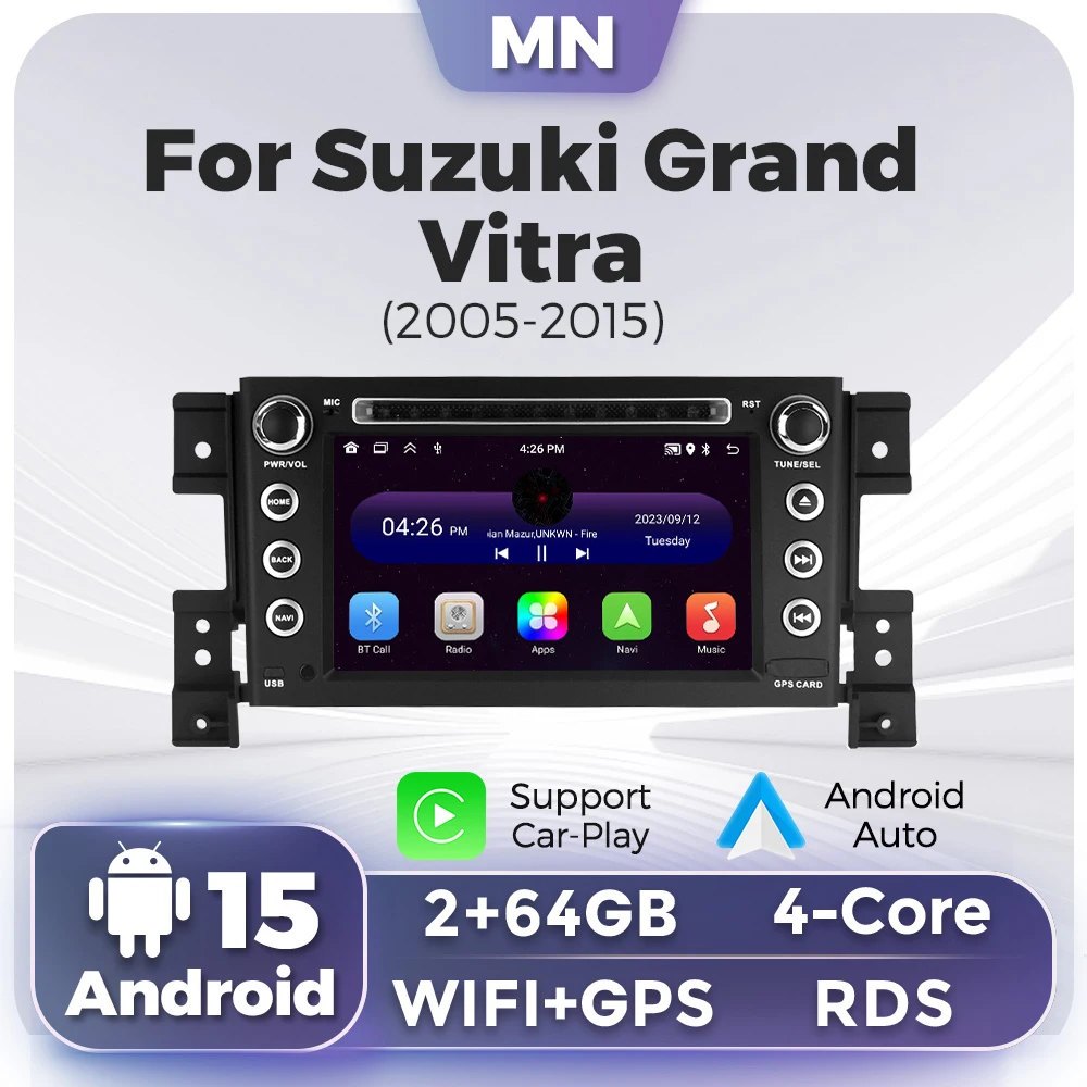 7 zoll Auto Radio Für Suzuki Grand Vitara 2005-2012 2013 2015 Multimedia GPS Navigation Stereo Player CarPlay Android auto WIFI Auto GPS Multimedia Radio, 8-Kern DSP ohne DVD Player, 2Din Stereo Empfänger, DSP