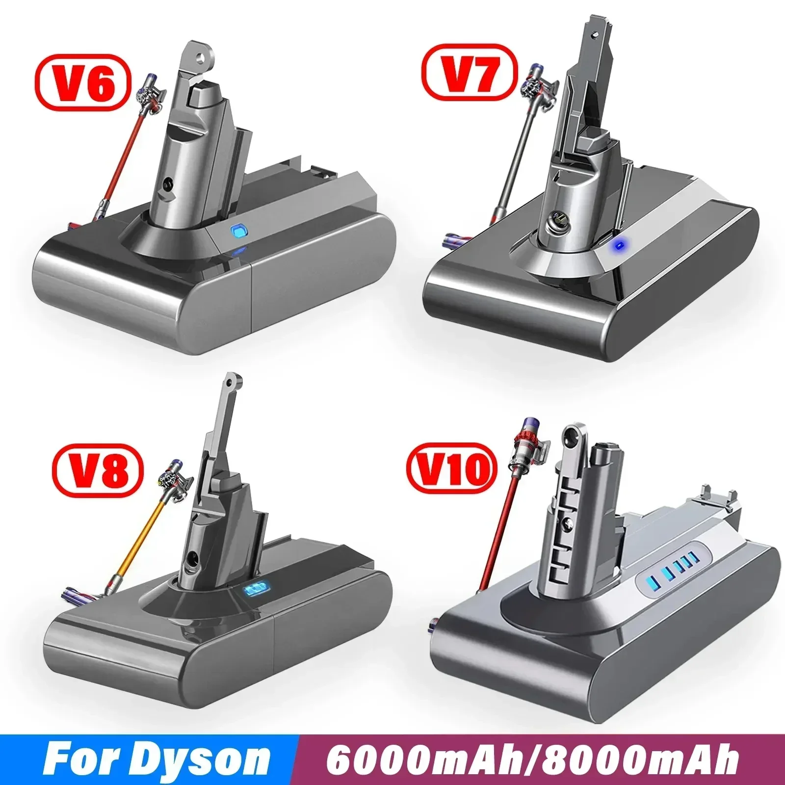 6000 mAh geeignet für Dyson V6 V7 V8 V10 V11 DC31A DC34B Serie Akku SV03 DC62 SV10 SV11 SV12 SV14 SV15 Staubsauger Akku Image