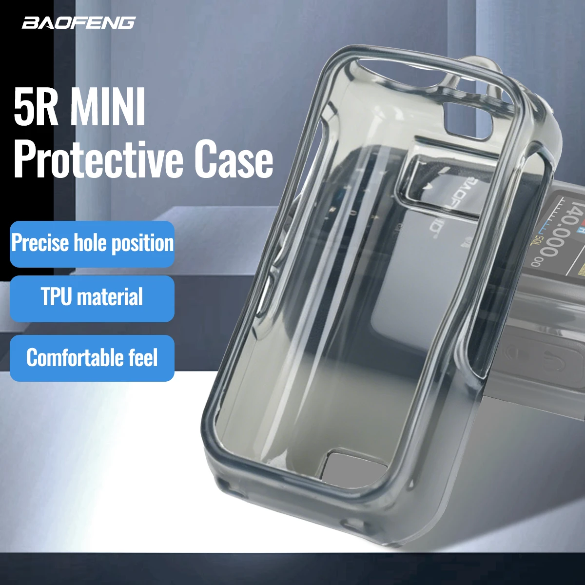 NEUE ABBREE Transparente graue Walkie-Talkie-Schutzhülle aus TPU-Material, langlebiger Schutz, staubdicht, nur für UV-5R Mini-Radio Image