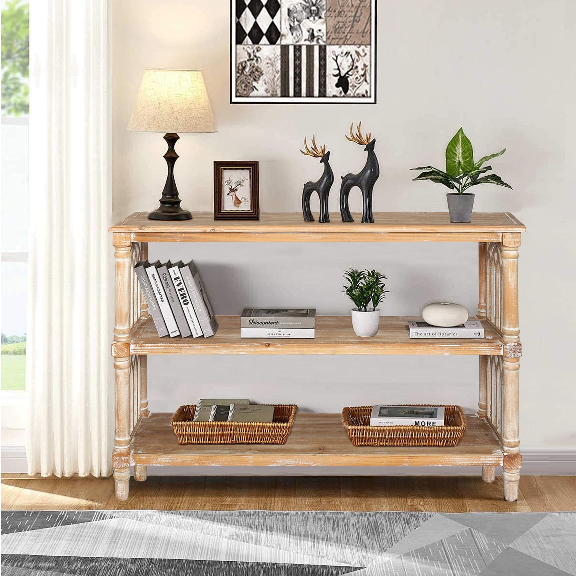 47" Long Wooden 3-Tier Storage Entryway Console Table