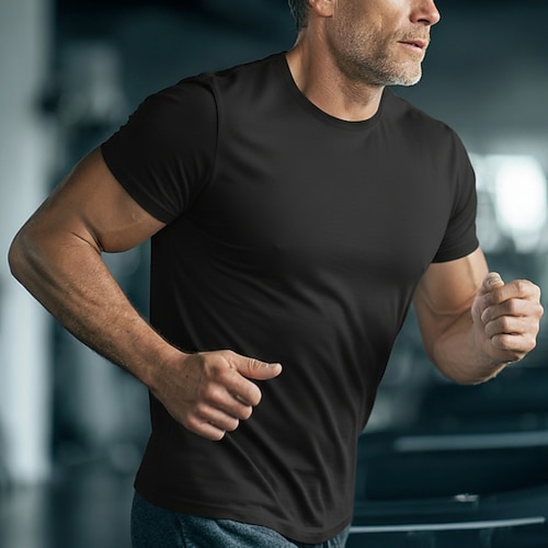 Herren T Shirt T-Shirt Kurzarm Rundhalsausschnitt Sommer Frühling Ganzjahres Einfach Lässig sportlich Schnelltrocknend Schlank Rein Lässig Täglich Sport Hellblau Schwarz Weiß Top T-Shirt für Herren Image