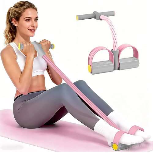 Pedalwiderstandsbänder mit Griffen, robustes 6-Rohr-Multifunktions-Pedalwiderstandsband, Fußpedalwiderstandsbänder aus Naturkautschuk, Fitness-Widerstandsbänder für Bauch, Taille, Arme und Beine