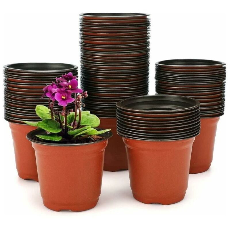Vasi Da Fiori Rotondi, Confezione Da 100 Vasi Da Fiori In Plastica Da 21 Cm, Vasi Da Fiori Rotondi In Plastica Con Fori Di Drenaggio, Vaso Interno Per Piantine E Talee, Vasi Da Coltivazione, Vasi Da S