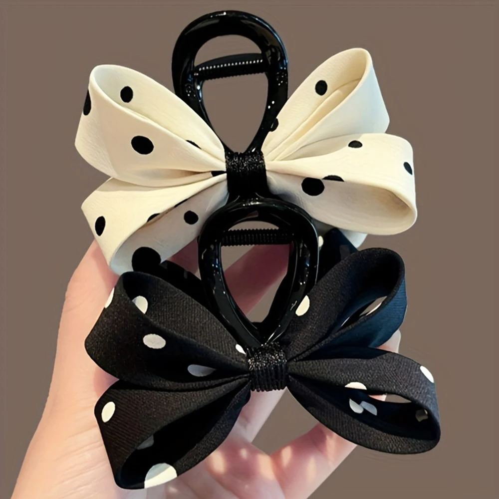 1pc Modische Und High-End Retro Schwarz Und Weiß Kontrast Welle Grip Clip Neue Exquisite Bogen Shark Clip haar Clip für Frauen Image
