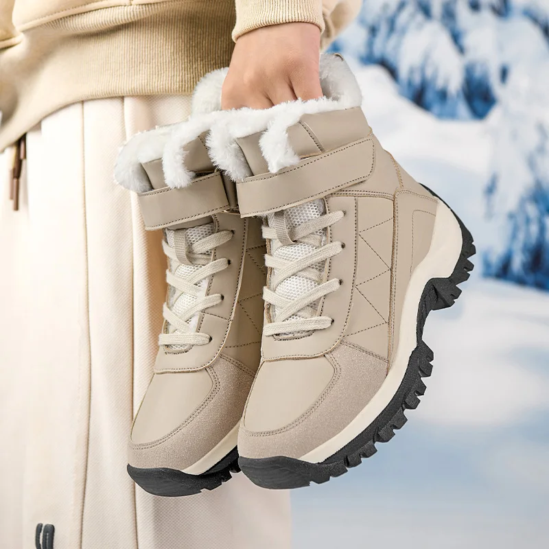 Neue Warme Plüsch frauen Schnee Stiefel Mode Im Freien Frauen Stiefel Plattform Anti-Slip Wanderschuhe Wasserdichte Winter Warme stiefeletten