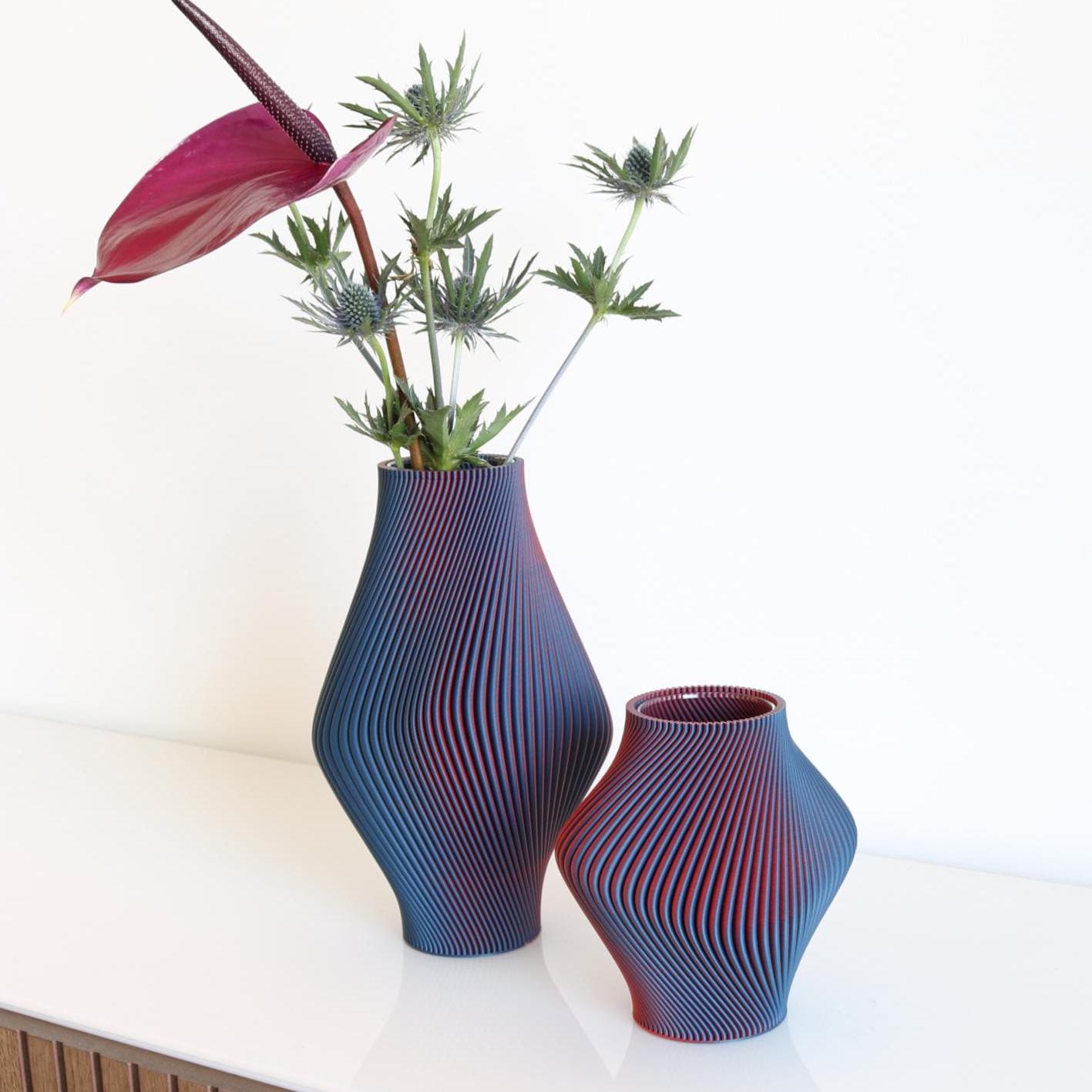 Vaso decorativo a forma di diamante con inserto in vetro - sostenibile, vaso per fiori, vaso scultoreo, vaso 3D, vaso sfumato | forma libera