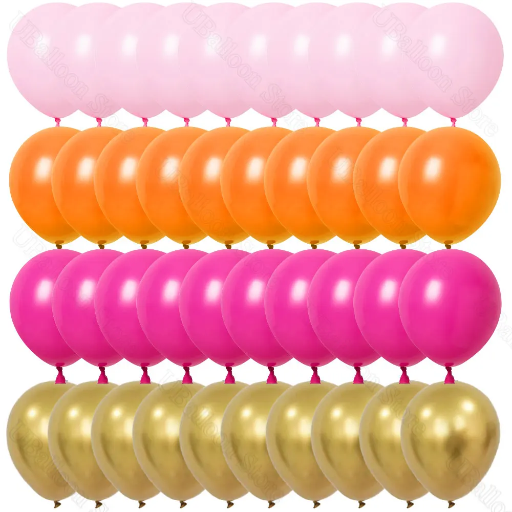 40 Stück rosa orange Luftballons Metall Gold Orange hellrosa Latexballons für Braut Babyparty Geburtstag Hochzeit Party Dekor Image