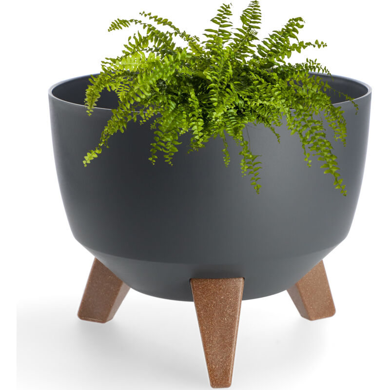 Vaso Da Fiori Kadax Vaso Da Fiori 24 Cm Coperchio + Inserto Piedini Portafiori Antracite