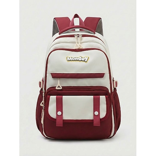 Zaino da donna in poliestere con molteplici tasche, grande capacità, spallacci regolabili, disponibile in diversi colori, perfetto per la scuola elementare. studenti delle scuole medie, ritorno a