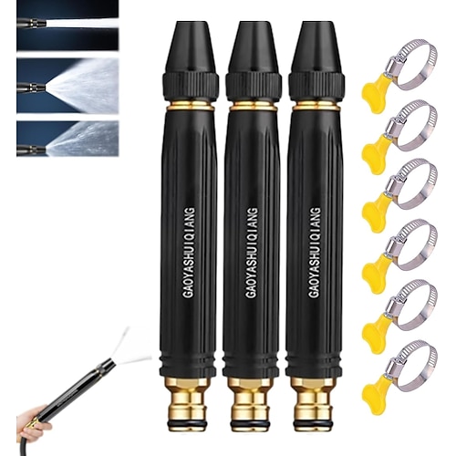 Confezione da 3 potenti pistole ad alta pressione per la pulizia dell'auto con ugello booster, tubo flessibile regolabile resistente, ugello a getto, pistola per lavaggio auto con ugello booster e tubo flessibile