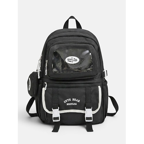 Zaino da donna in poliestere color macaron, borsa scolastica capiente con spallacci regolabili per ragazze delle scuole medie, ideale per il ritorno a scuola, i viaggi e gli sport all'aria aperta.