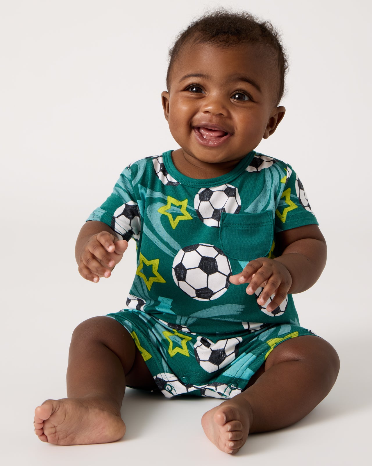 Soccer Stars Pocket Bamboo Baby Romper - Short-Sleeves & Shorts - 2T - Little Sleepies