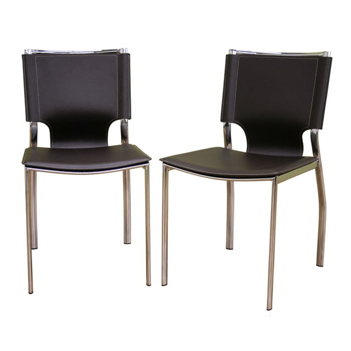 Baxton Studio Montclare Brown Leather Modern Dining Chairs (Set of 2)