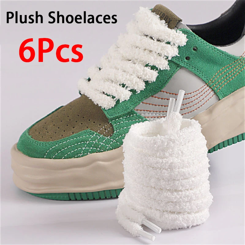 2er-/6er-Pack Neue Modische Flauschige Schnürsenkel für Sneaker und Freizeitschuhe, Runde Seilschnürsenkel für Schuhe 80/100/120/140/160CM