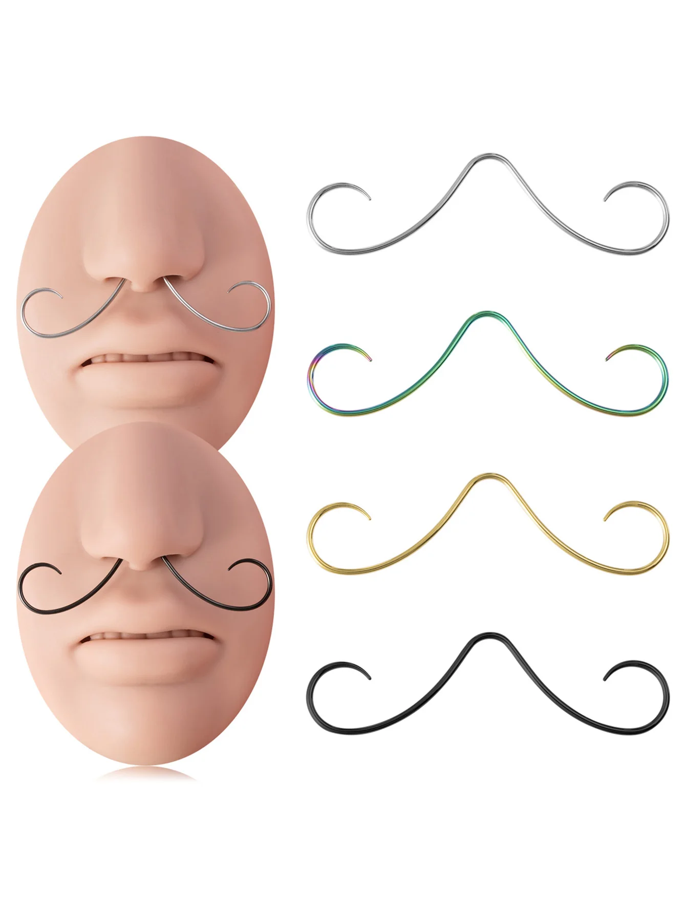 1pc Schnurrbart 16g Nase Septum Ring für Frauen Männer 361l chirurgischen Stahl Septum Piercing Kleiderbügel Ring trend ige beliebte Nase Körpers chmuck Image