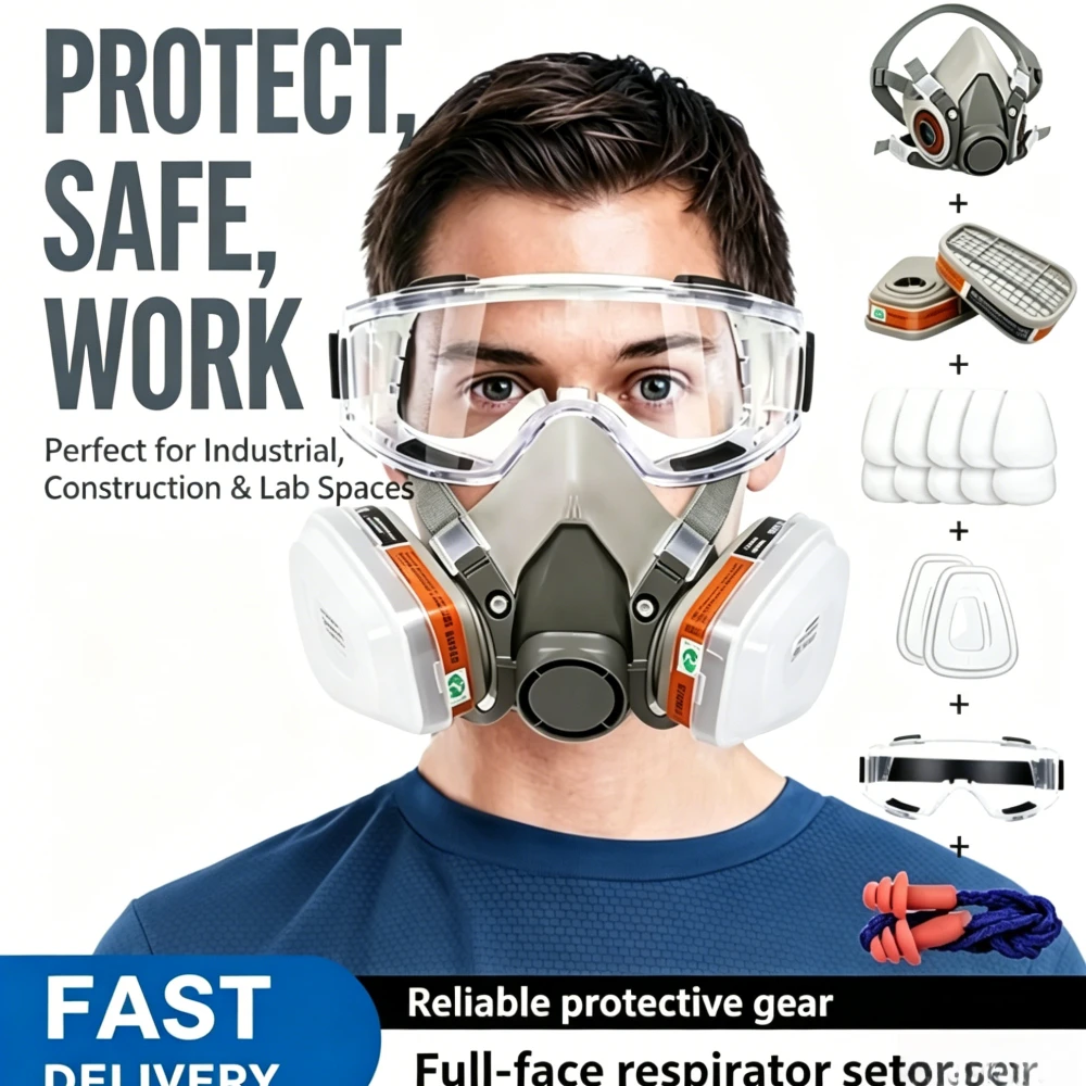 17-in-1 Vollgesichts-Gasmaske 6200 Anti-Chemikalien mit Filtern für Farb- und Industrieschutz Image