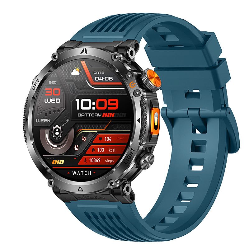 Rugged GPS Smart Watch for Men, Outdoor Sports Watch with 6 Satellite Positioning Systems, Trajectory Return Tracking for Mountaineering Hiking, Heart Rate SpO2 Monitor, Waterproof Metal Band Watch