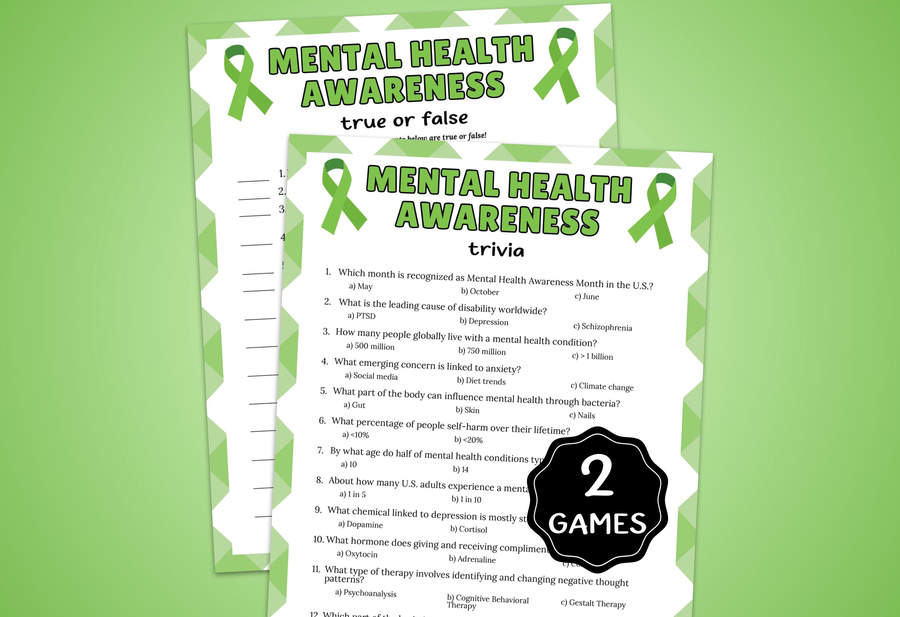 Gioco a quiz sulla consapevolezza della salute mentale, gioco sulla salute mentale per bambini, ragazzi e adulti, attività per il benessere mentale, g