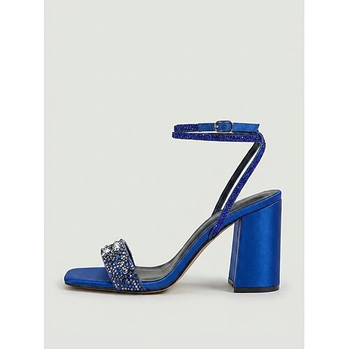 Königsblaue Riemchensandalen mit hohem Absatz für Damen – elegante Cocktailschuhe Image