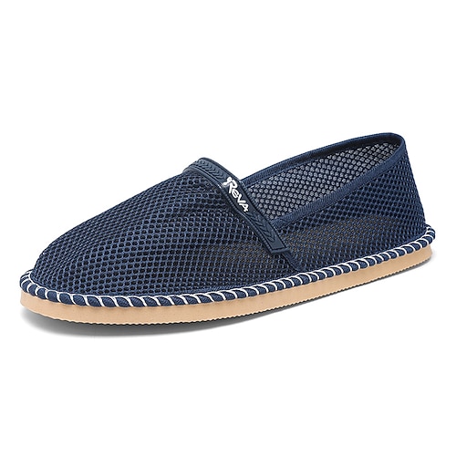 Khakifarbene Herren-Strickslipper – leichte, atmungsaktive und bequeme Schuhe zum Hineinschlüpfen, ideal zum Spazierengehen, für den Alltag, Reisen, Autofahren und entspannte Wochenendausflüge. Image