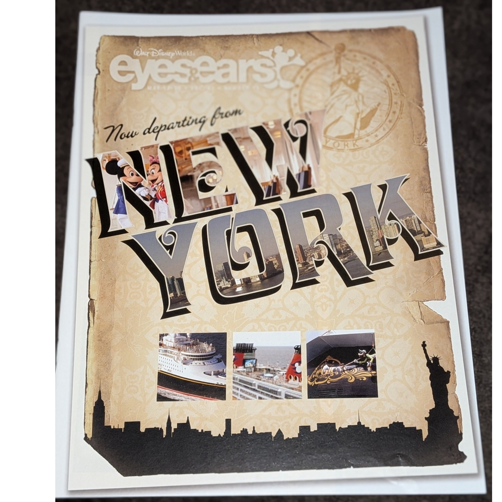 Disney Art | Disney World Eyes & Ears Vol 42 No 10 May 2012 New York Cruise Line Cast Mag | Color: Tan/White | Size: Os