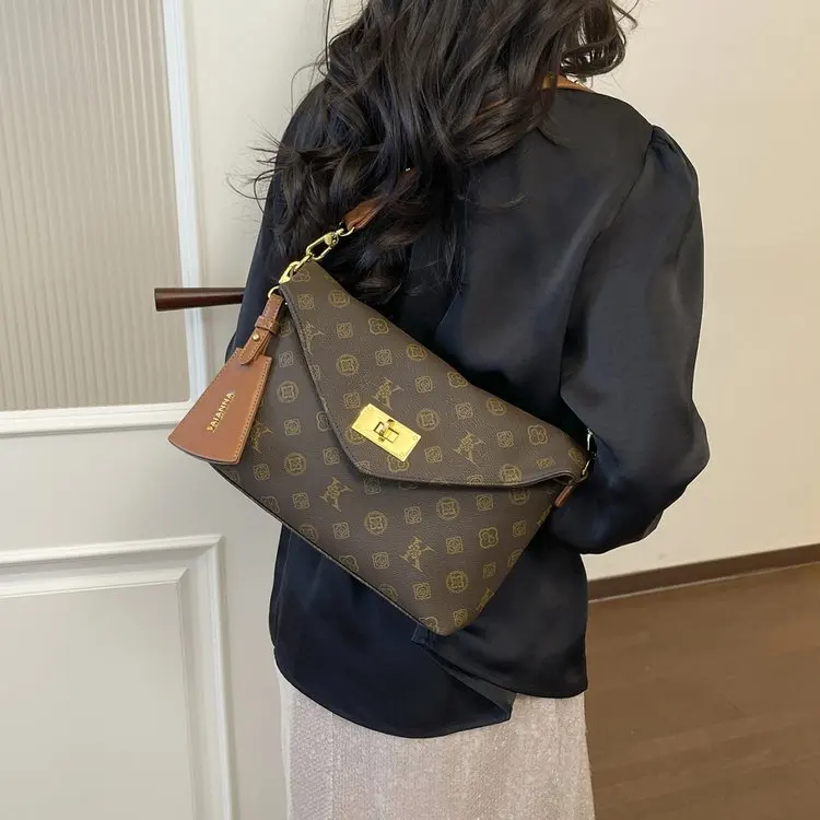 Premium Wickeltasche für Damen, Leder-Umhängetasche, luxuriös, Vintage, minimalistisch, Designer, großes Fassungsvermögen, stilvoll, klassisch