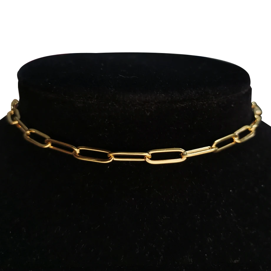 Gold Farbe Edelstahl Halsband Halskette Frauen Hip Hop Punk Kurze Box Link Neck Ketten für Frauen Schmuck Collares de Moda 2024