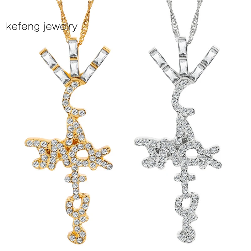 Goth Kaktus Jack Anhänger Halskette Iced Kubikzircon vergoldet Silber Farbe Hip Hop Schmuck für Männer Frauen kpop