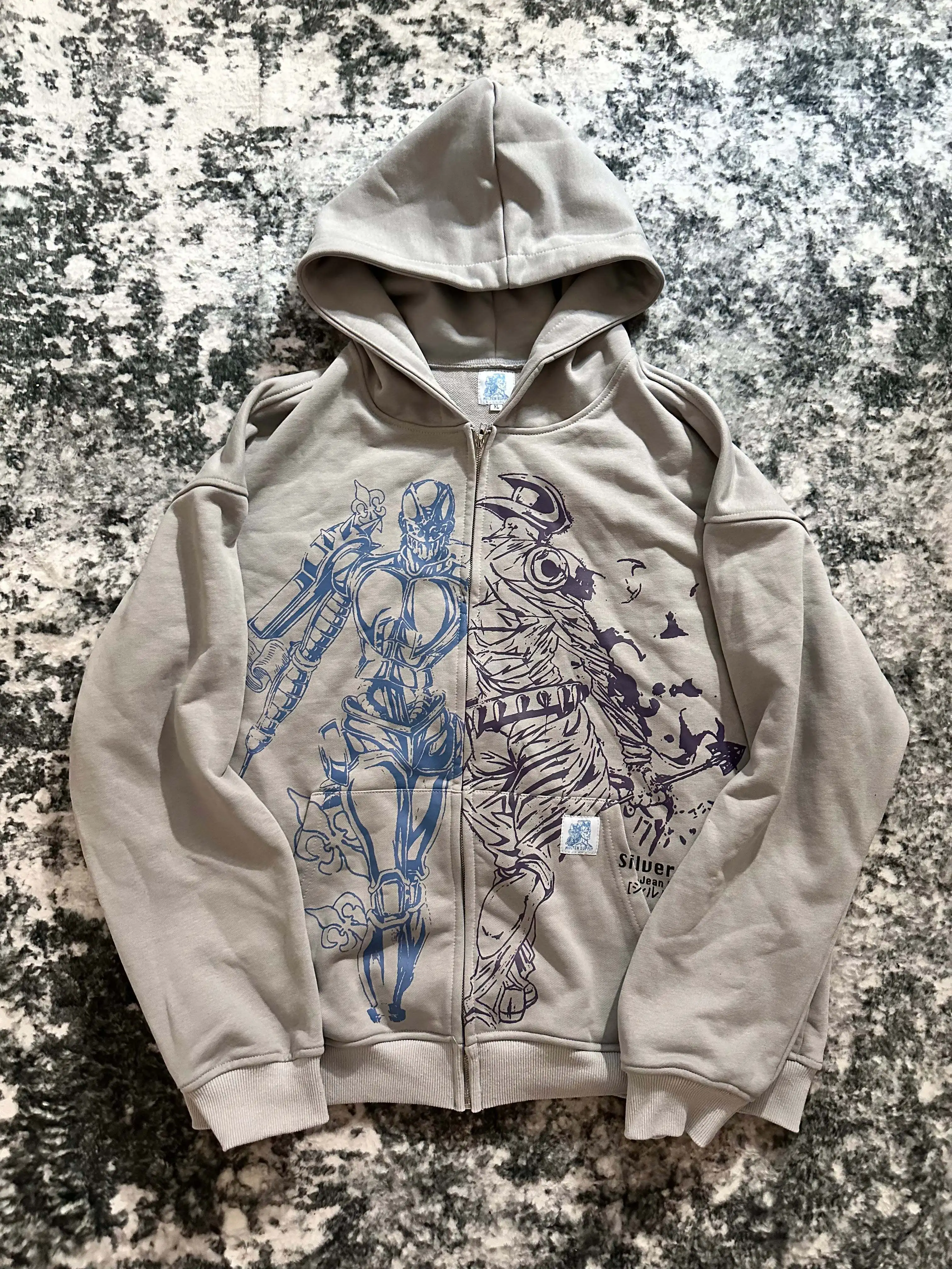 Jojo Bizarre Adventure Silver Chariot Zip Up Hoodies Damen Y2k Oversized Hoodie Hip Hop Paare Harajuku Street Herren Sweatshirt