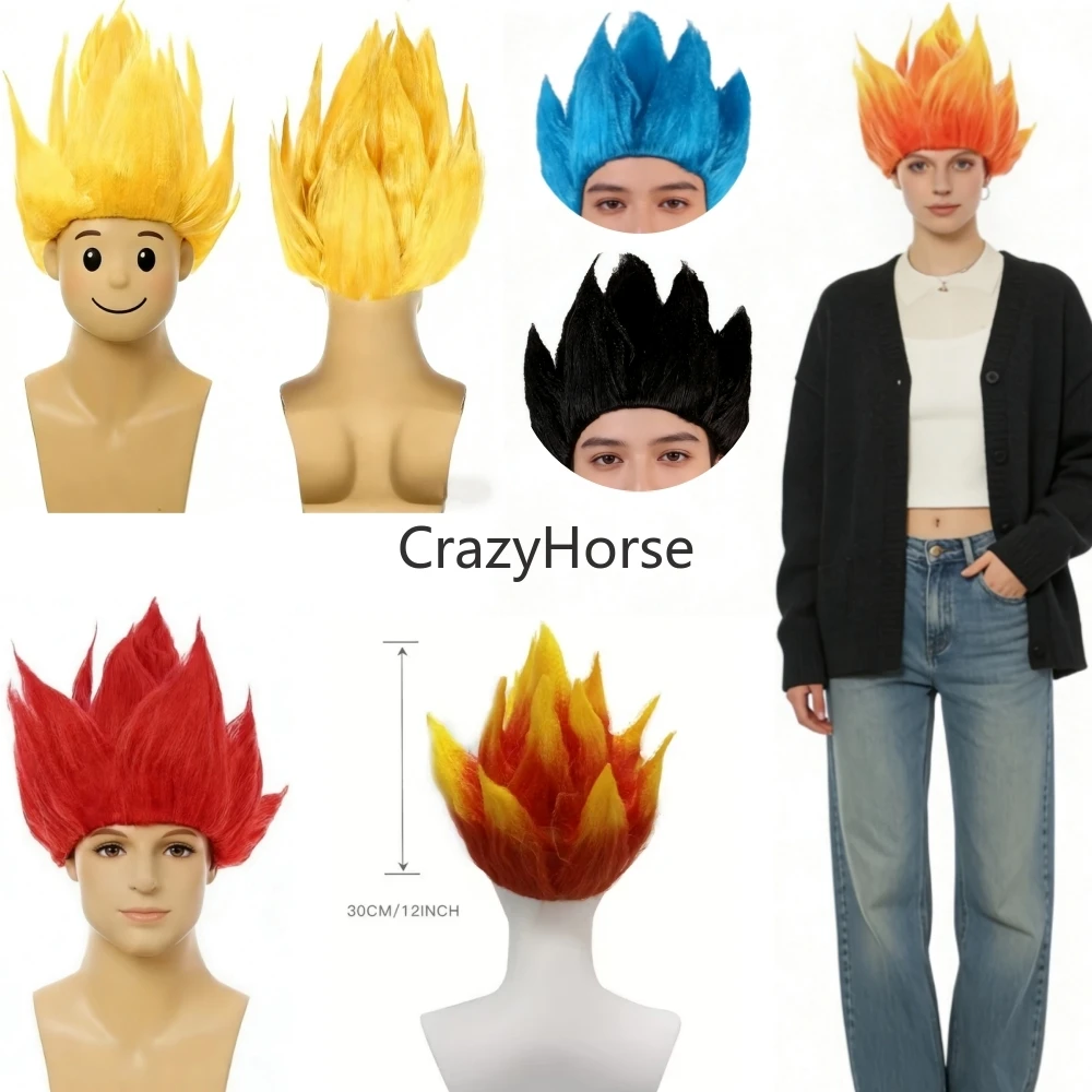 Halloween Erwachsene Männer Z Cosplay Saiyan Perücken Goku Anime Kostüm Party Verkleidung Jugend Flammen Blau Gelb Grün Rot Perücke Karneval Haare