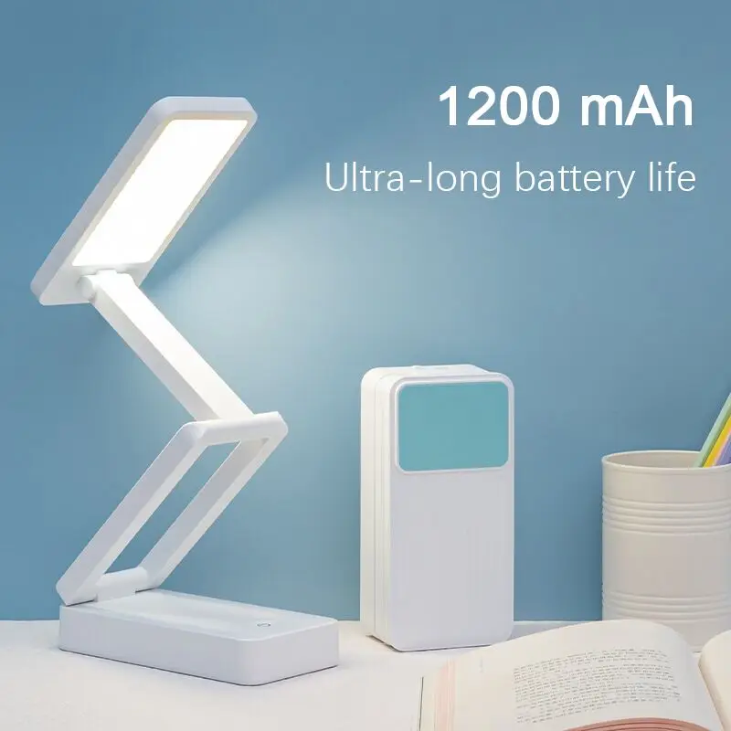 Zusammenklappbare LED-Schreibtischlampe, wiederaufladbar, batteriebetrieben, Augenschutz, Schlafsaal, tragbar, große Tischlampe, Kapazität, LED-Nachtlichter