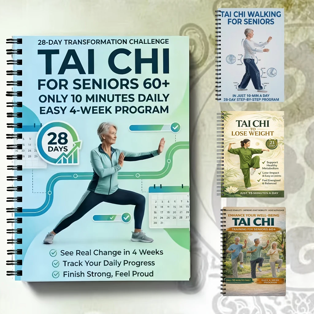 4-bändiges Set Tai-Chi-Arbeitsbücher für Senioren und Anfänger, Spiralbindung, mit progressiven Übungen, sanften Routinen und Fitnesstraining Image